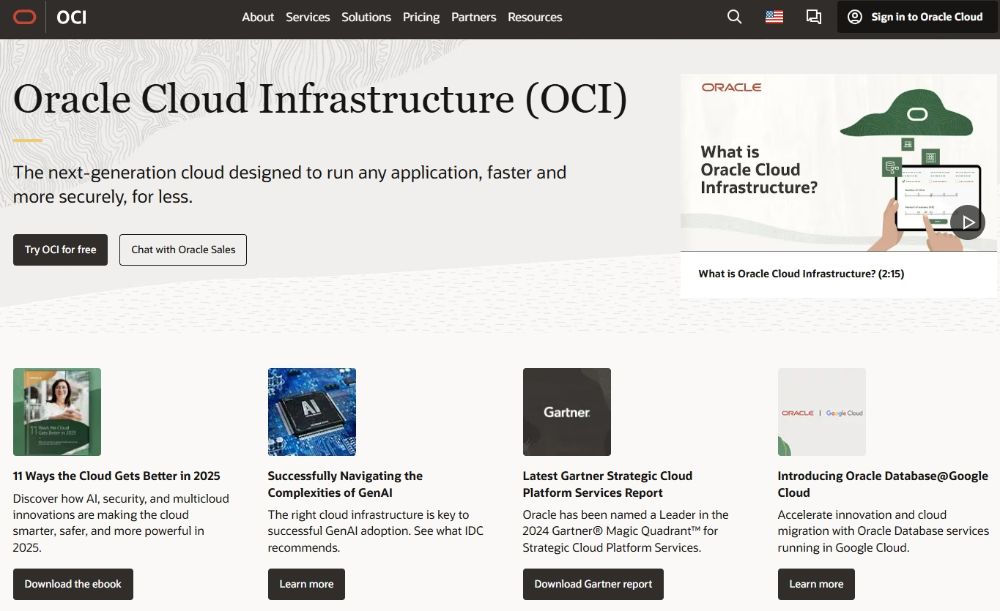 Oracle Cloud官网